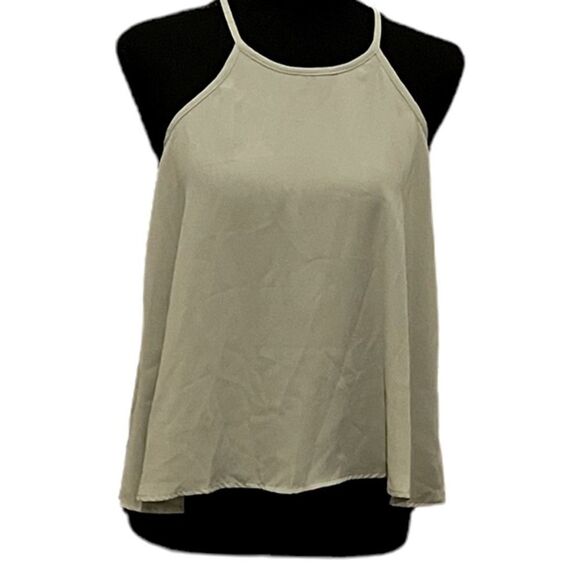 LILY White green top with spaghetti straps and keyhole back/ button relaxed fit - Picture 1 of 5
